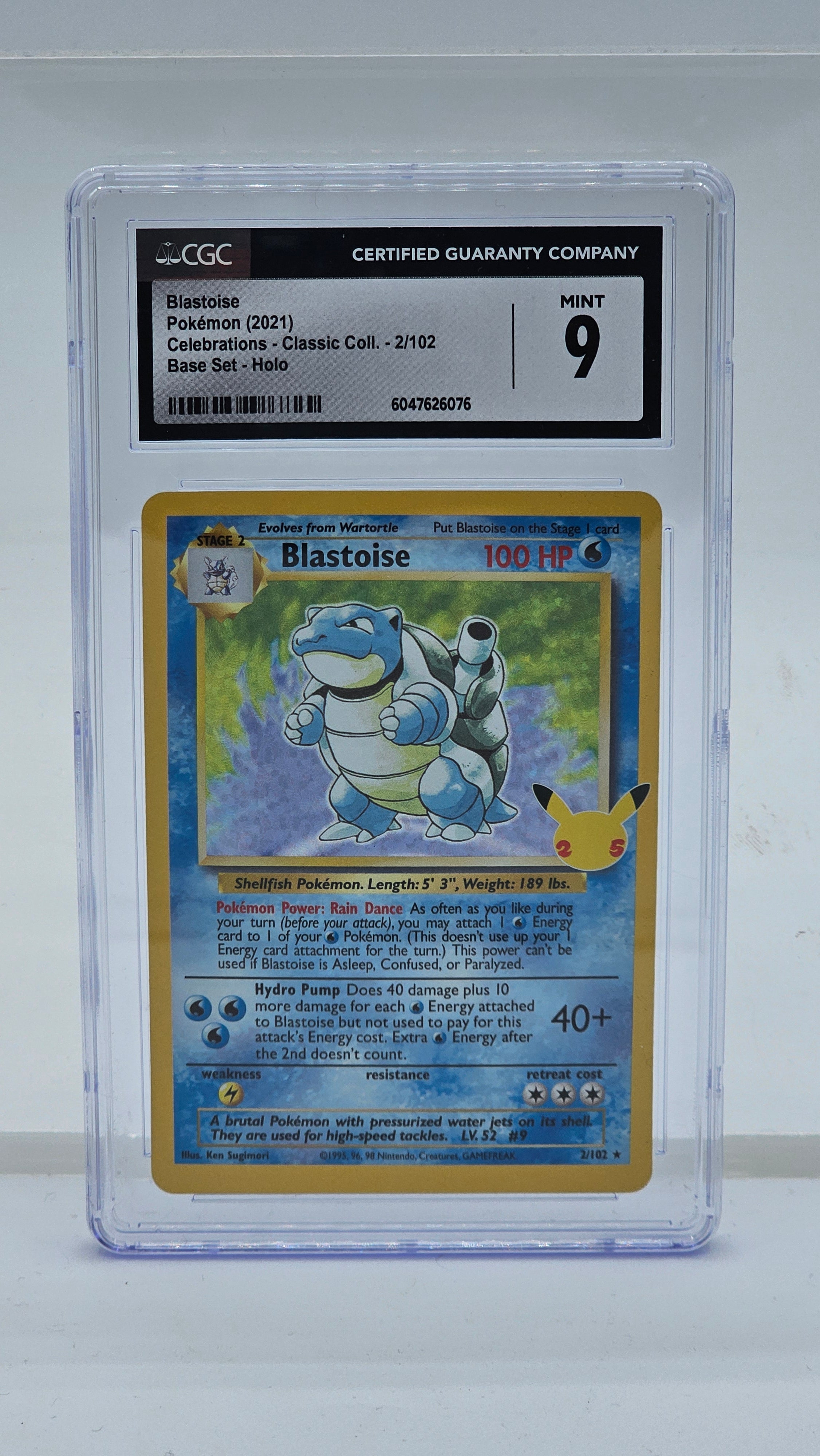 Blastoise - 2/102 (CLB:CC) Classic Collection - Near Mint Holofoil (Graded - CGC 9)