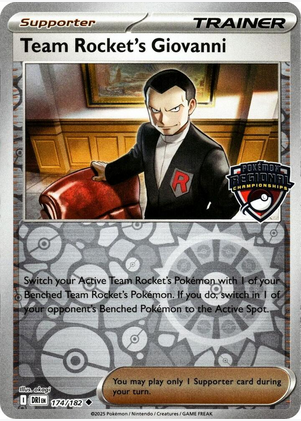 Team Rocket's Giovanni - 174/182 (Pokemon Regional) - League & Championship Cards (PR)