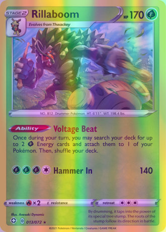 Rillaboom - 013/072 (SHF) Holo Rare - Near Mint Reverse Holofoil