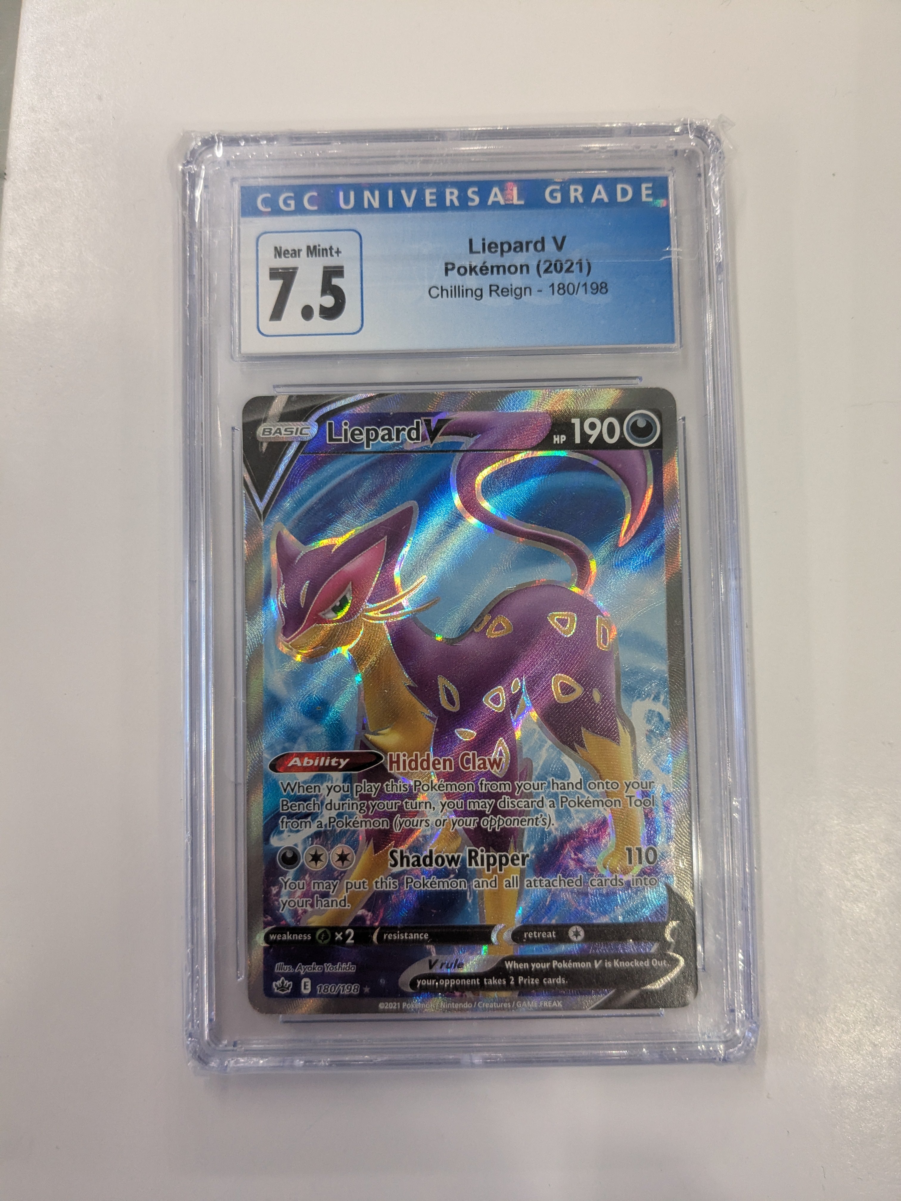 Liepard V (Full Art) - 180/198 (SWSH06) Ultra Rare - Near Mint Holofoil (Graded - CGC 7.5)