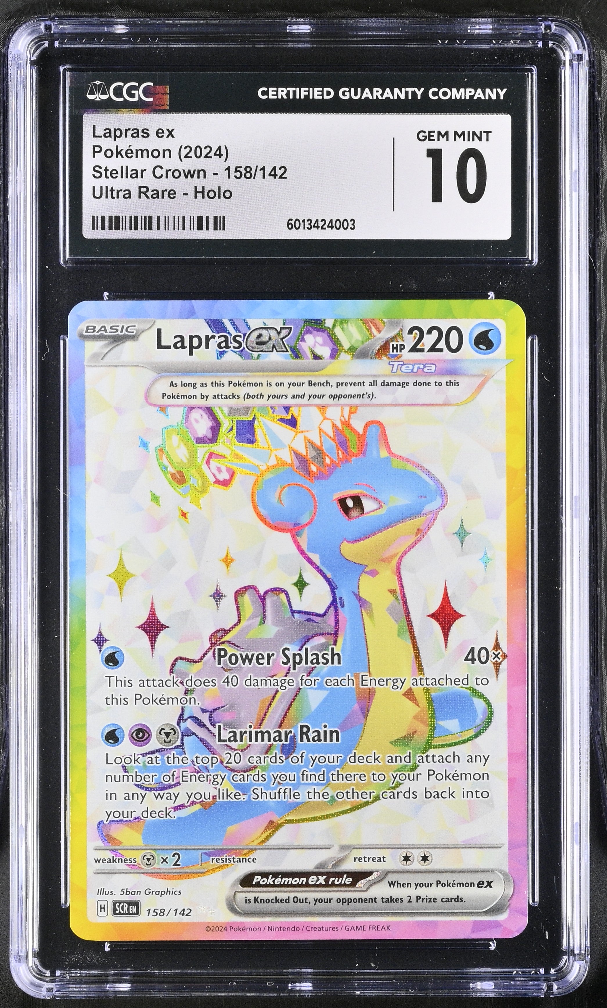 Lapras ex - 158/142 (SCR) Ultra Rare (Graded CGC Gem Mint 10)