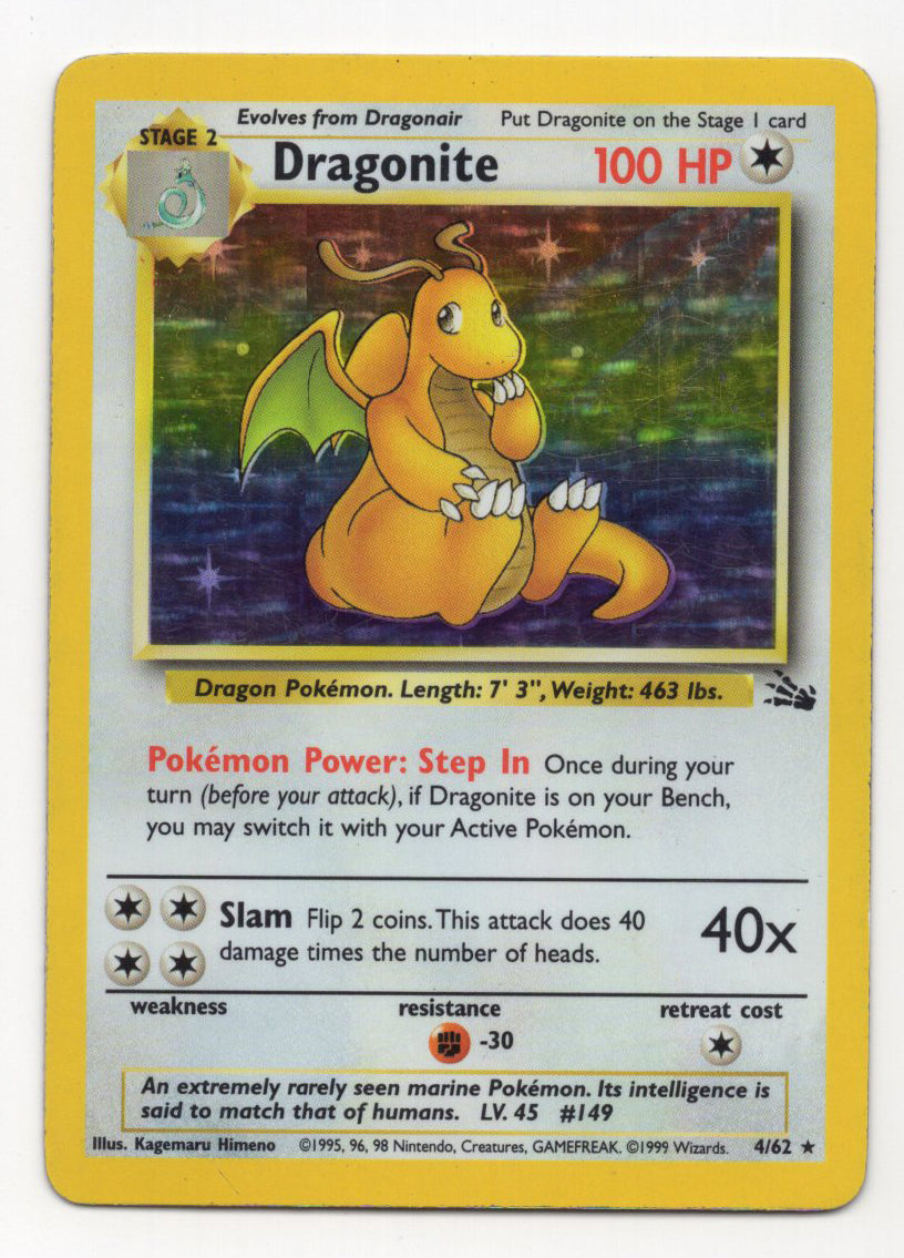 Dragonite - 04/62 (FO) Holo Rare - Moderate Play Unlimited Holofoil