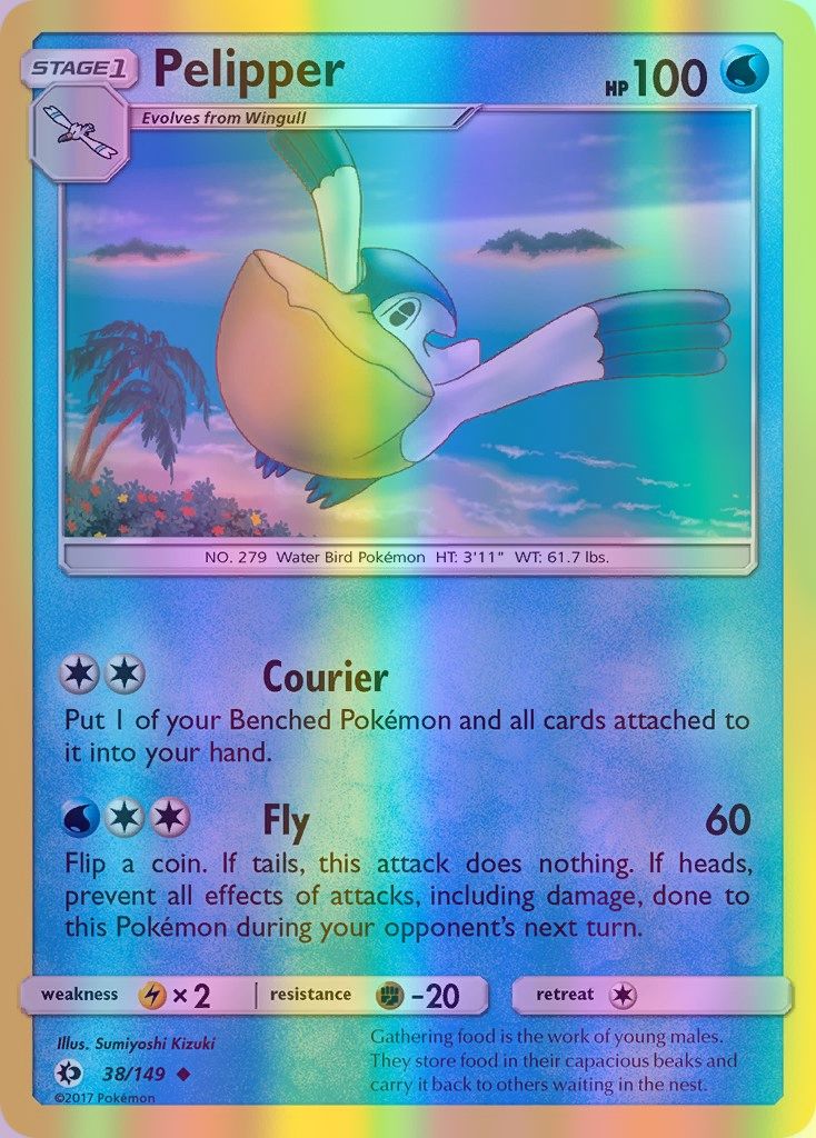 Pelipper - 038/149 (SM01) Uncommon - Near Mint Reverse Holofoil