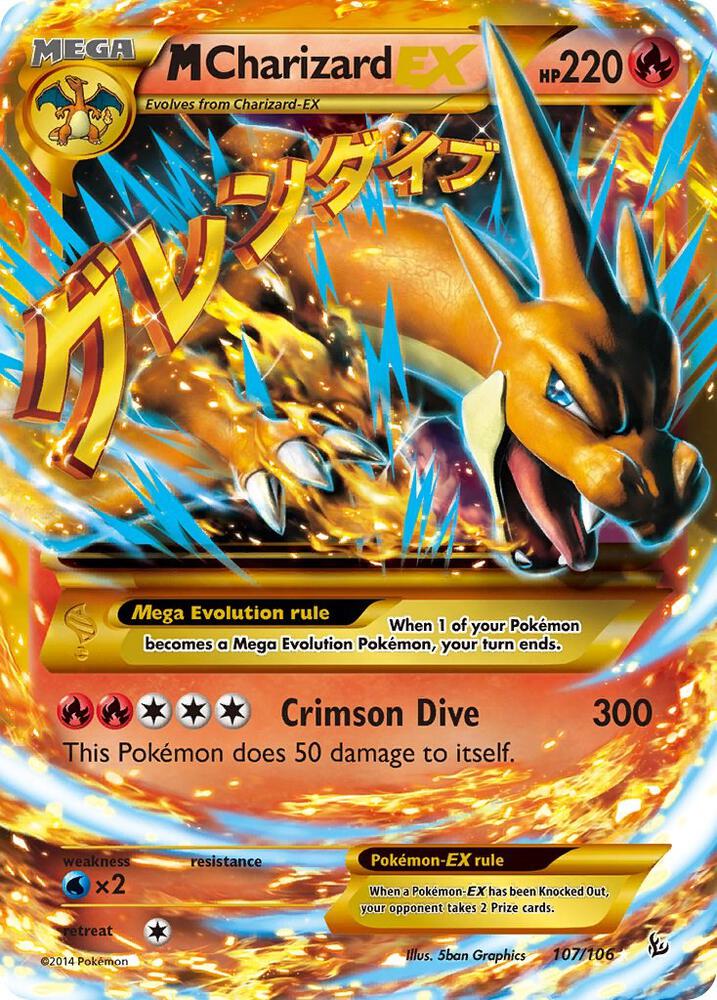 M Charizard EX (Y) - 107/106 (FLF) Secret Rare - Moderate Play Holofoil