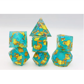 Splashing Duckies: Sharp Edge Decal RPG Dice Set