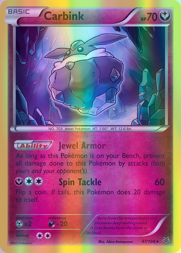 Carbink - 047/108 (ROS) Rare - Near Mint Reverse Holofoil