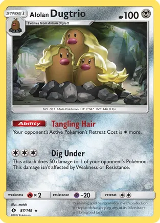 Alolan Dugtrio - 087/149 (SM01) Holo Rare - Near Mint Holofoil