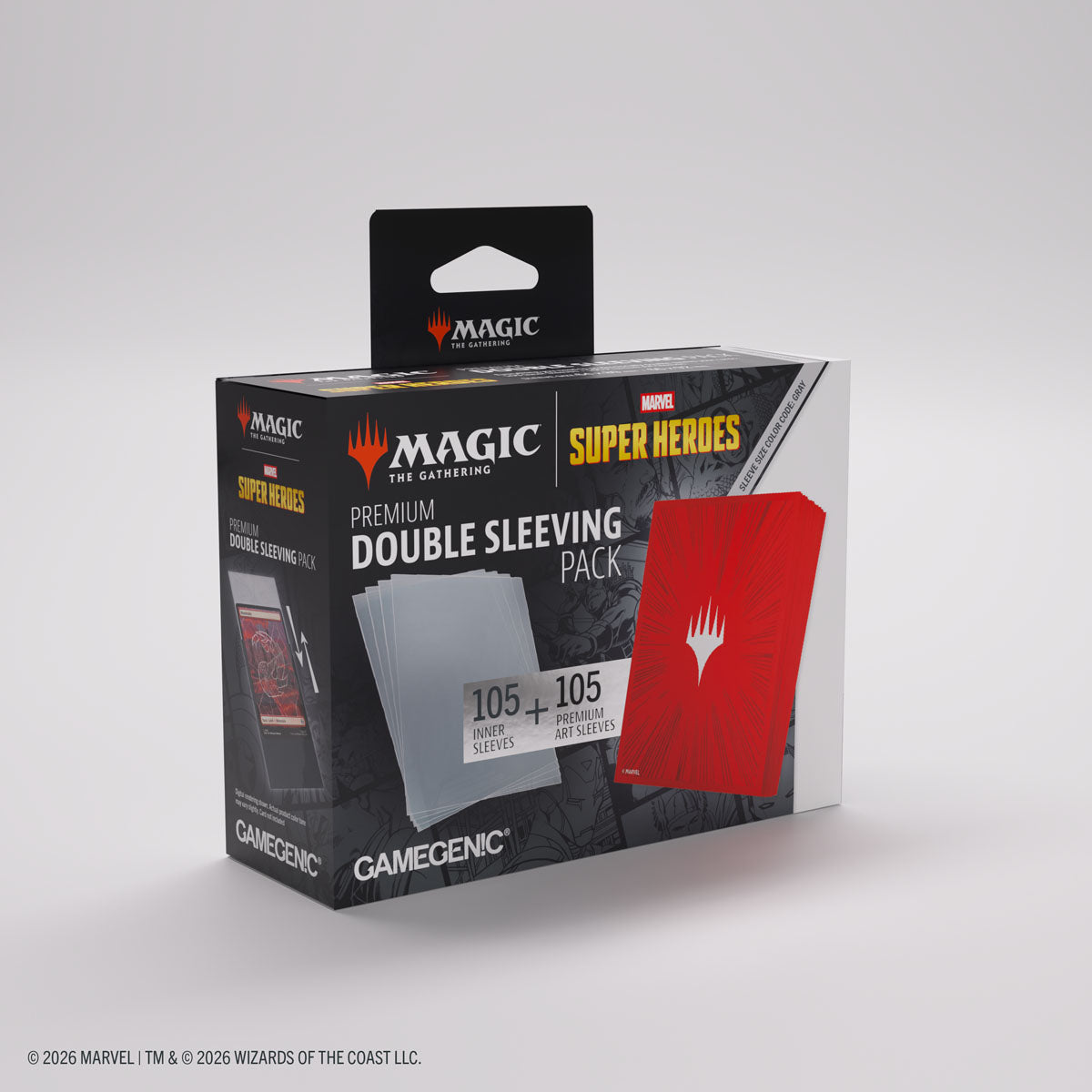 GameGenic: Premium Double Sleeving Pack - MTG: Marvel Super Heroes - Comic Burst Red