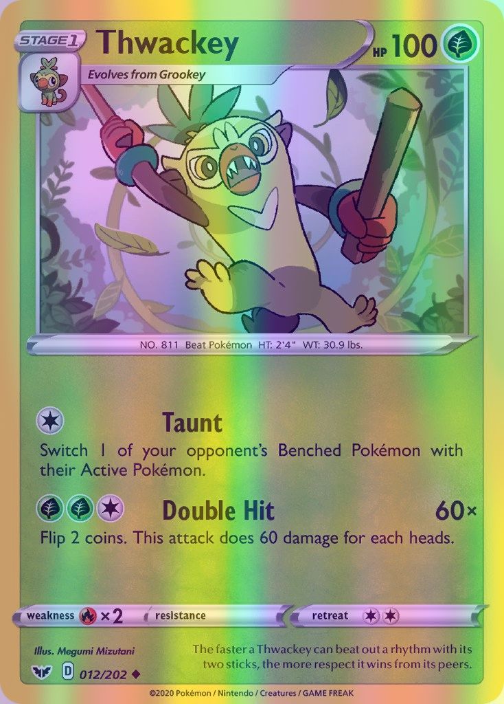 Thwackey - 012/202 (SWSH01) Uncommon - Near Mint Reverse Holofoil