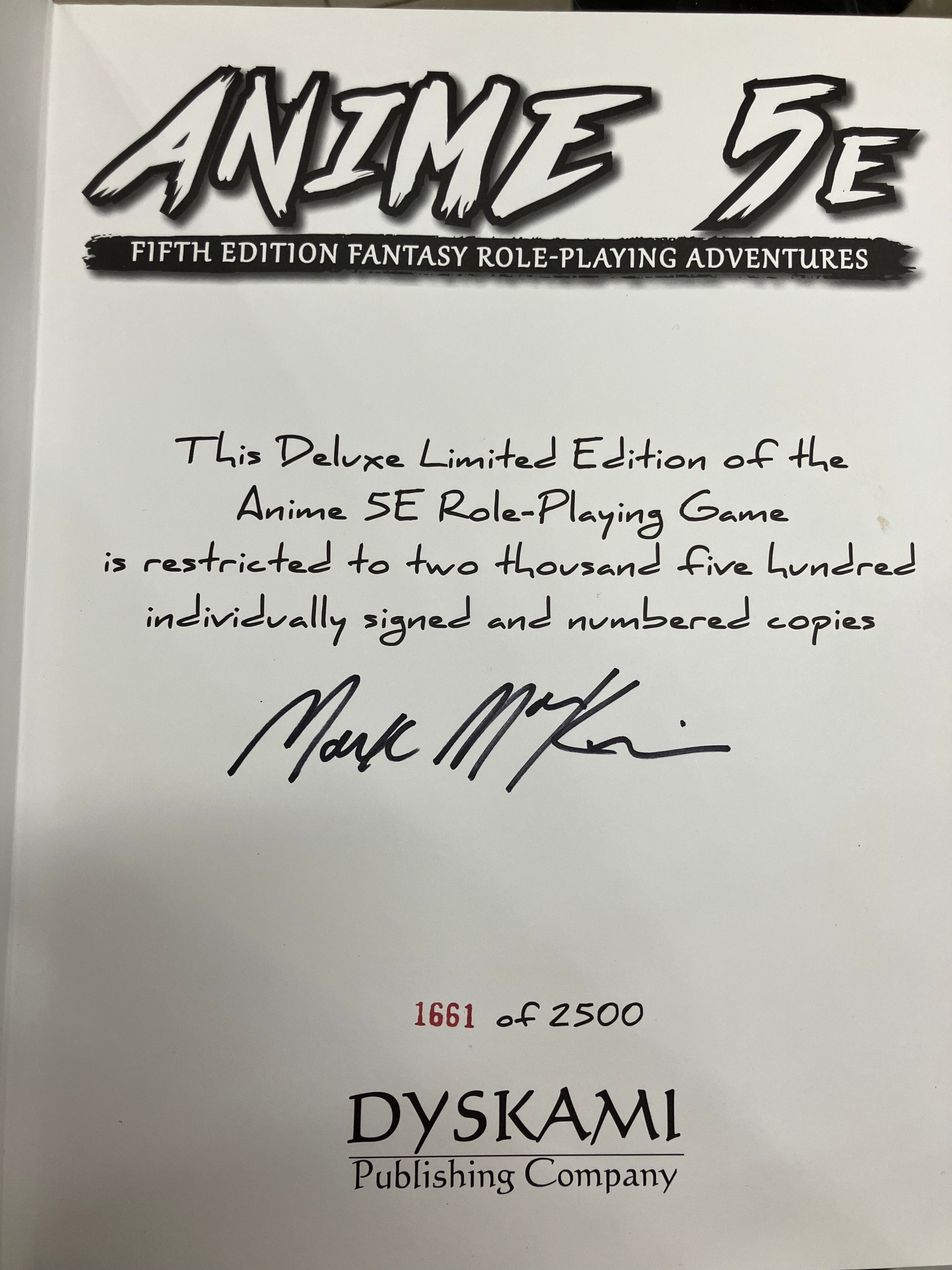 D&D 5E OGL: Anime 5E (Deluxe Edition) (Mark MacKinnon Signed) (USED)