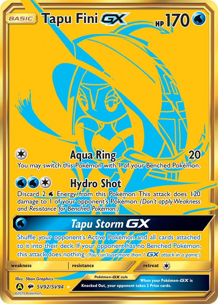 Tapu Fini GX - SV92/SV94 (HIF:SV) Shiny Holo Rare - Near Mint Holofoil