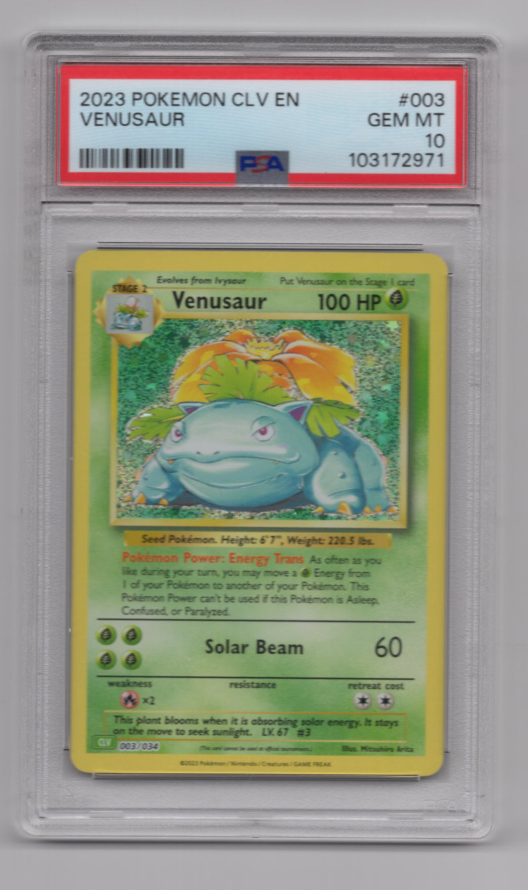 Venusaur - 003/034 (TCG:CLV) Classic Collection - Near Mint Holofoil (Graded - PSA 10)