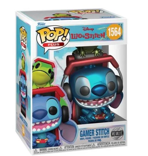 POP Figure: Disney Lilo & Stitch #1564 - Gamer Stitch (Metallic) (Plus)