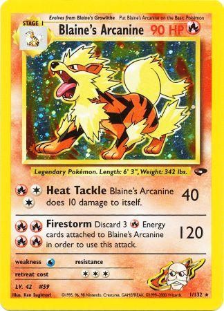 Blaine's Arcanine - 1/132 (G2) Holo Rare - Moderate Play Unlimited Holofoil