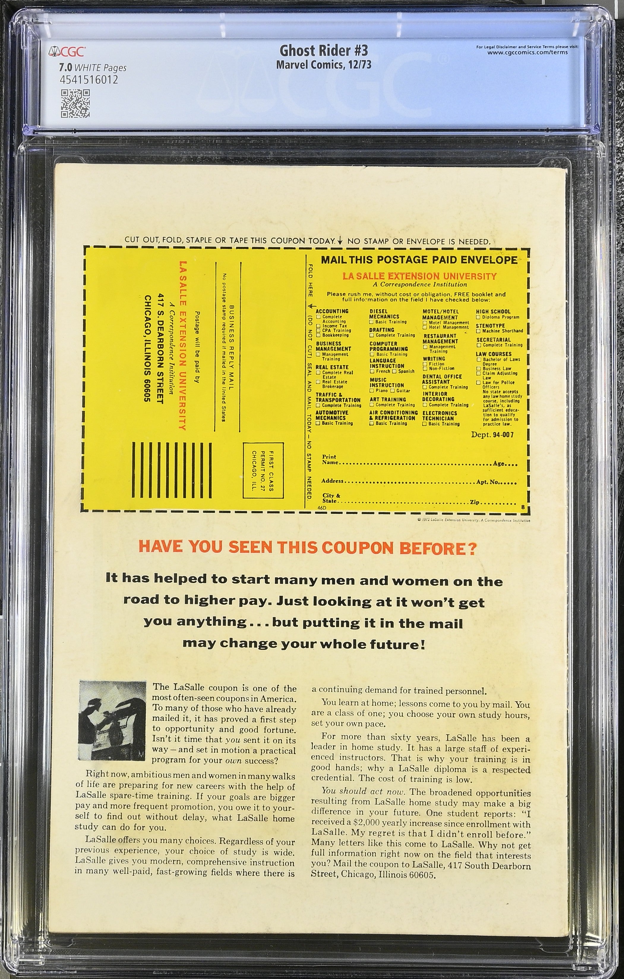 Ghost Rider (1973 Series) #3 (CGC 7.0) 2nd Full Appearance of the Son of Satan