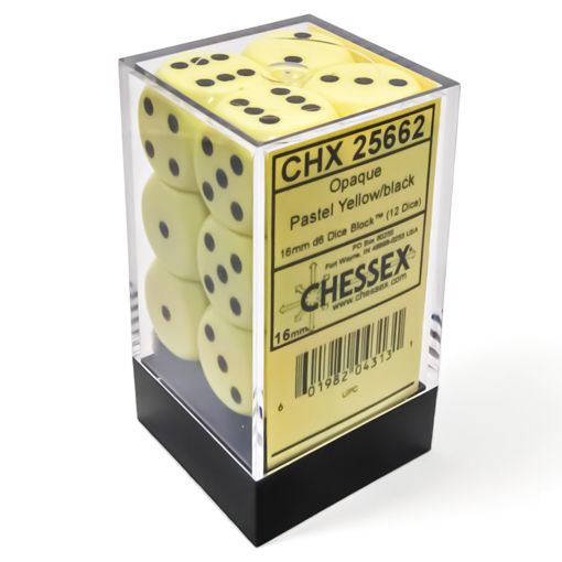 CHX25662: Opaque - 16mm D6 Pastel Yellow w/black (12)