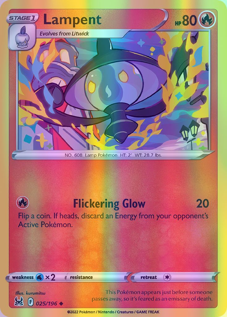 Lampent - 025/196 (SWSH11) Uncommon - Near Mint Reverse Holofoil
