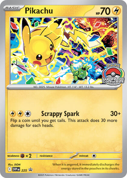 Pikachu (World Championship 2025) - 225 (SVP) Promo - Near Mint