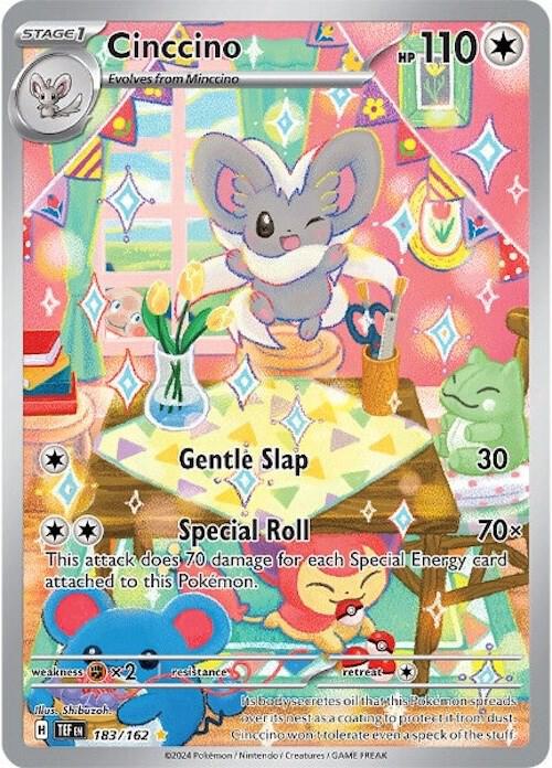 Cinccino - 183/162 (TEF) Illustration Rare - Light Play Holofoil