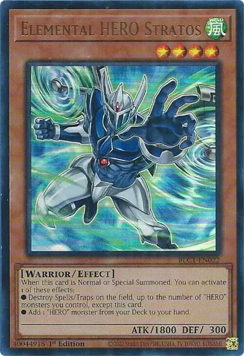 Elemental HERO Stratos (Alternate Art) (BLC1-EN022) Ultra Rare - Near Mint 1st Edition