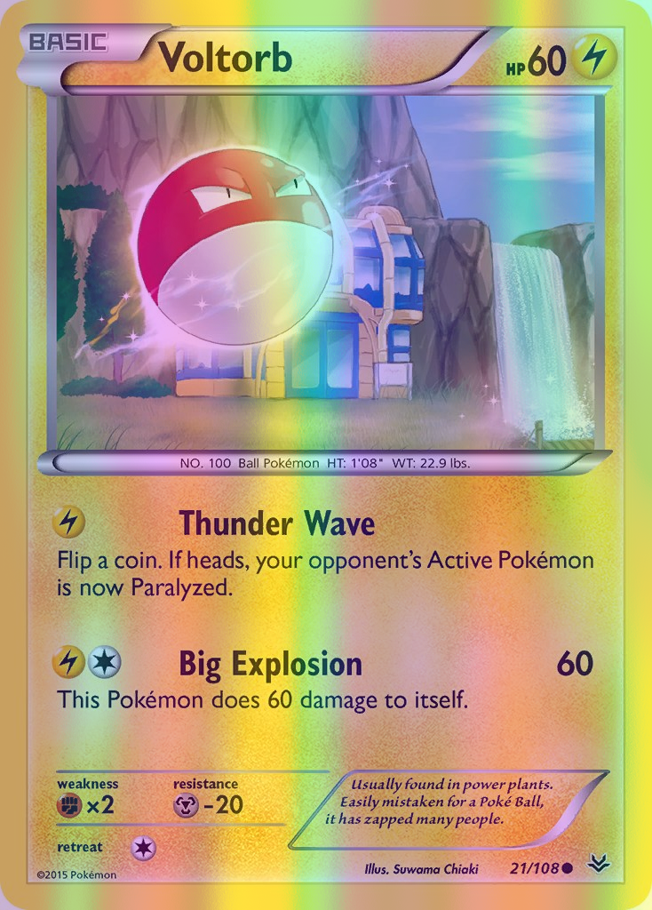 Voltorb - 021/108 (ROS) Common - Near Mint Reverse Holofoil