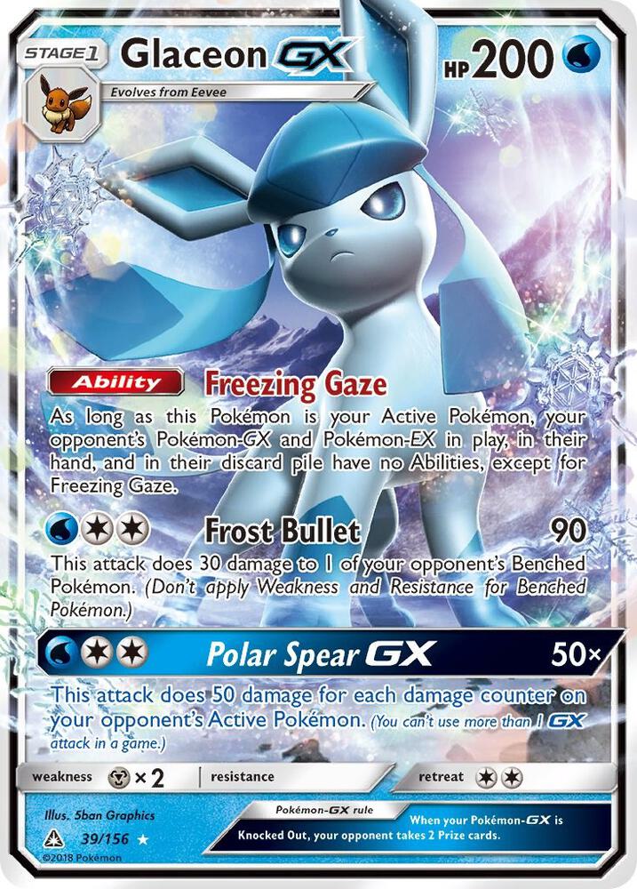 Glaceon GX - 39/156 (SM05) Ultra Rare - Near Mint Holofoil