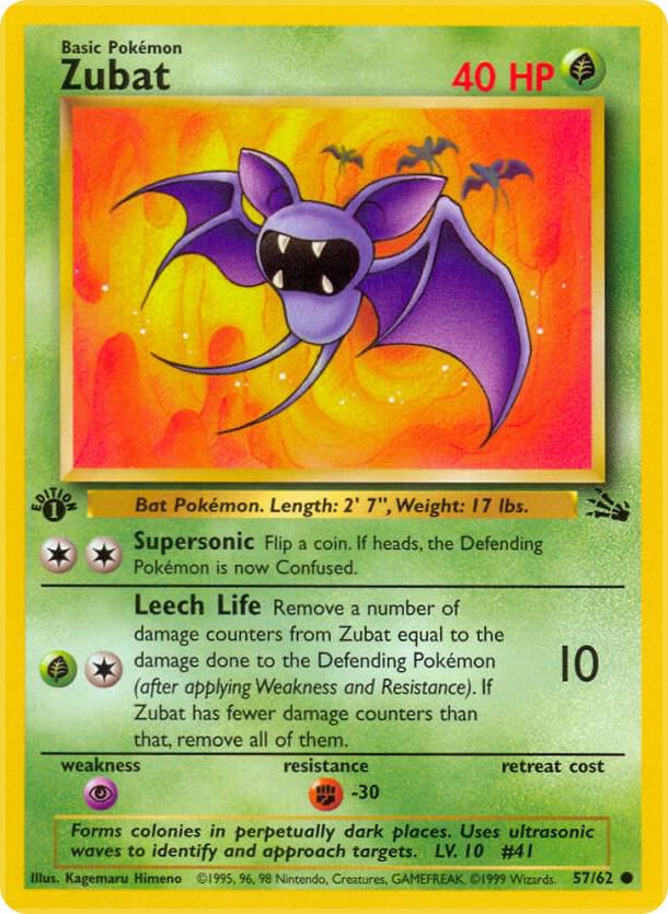 Zubat - 57/62 (FO) Common - Light Play 1st Edition