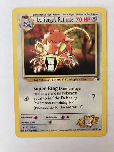 Lt. Surge's Raticate (51/132) Unlimited-Near Mint
