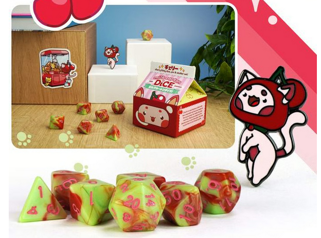 Milk Carton Kawaii Cat Dice: Fruit Meadows -
