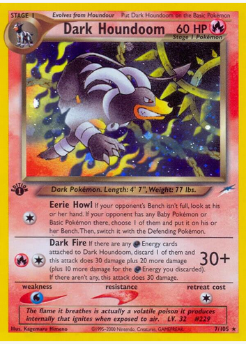 Dark Houndoom (7/105) Holo Rare - Damaged Unlimited Holofoil