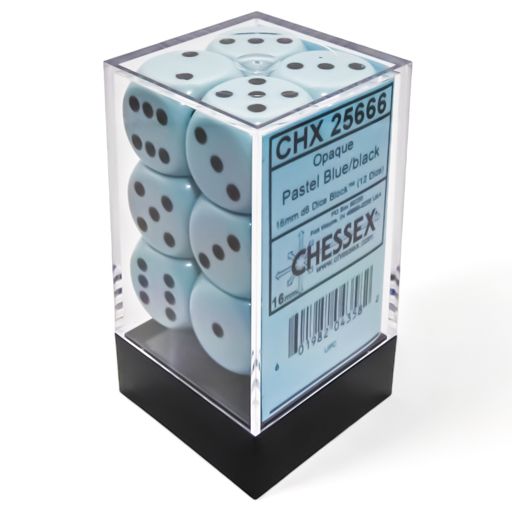 CHX25666: Opaque - 16mm D6 Pastel Blue w/black (12)