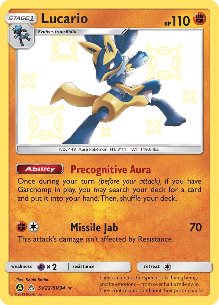 Lucario - SV22/SV94 (HIF:SV) Shiny Holo Rare - Light Play Holofoil
