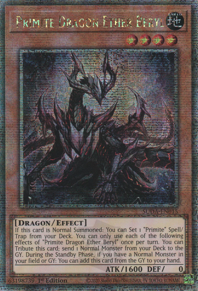Primite Dragon Ether Beryl (SUDA-EN015) Quarter Century Secret Rare - Near Mint 1st Edition