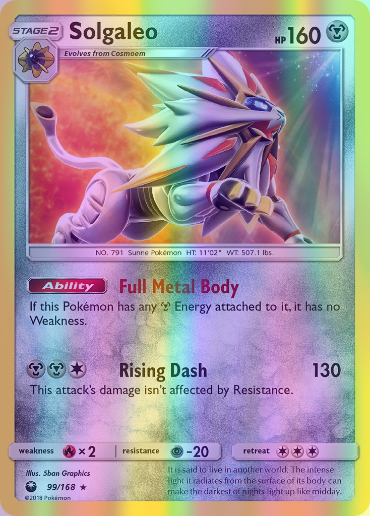 Solgaleo - 099/168 (CES) Holo Rare - Near Mint Reverse Holofoil