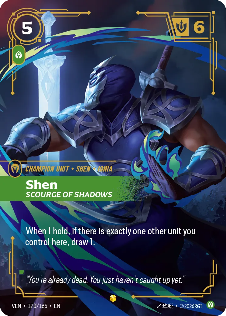 Shen, Scourge of Shadows (Overnumbered) - 170/166 (VEN) Rare