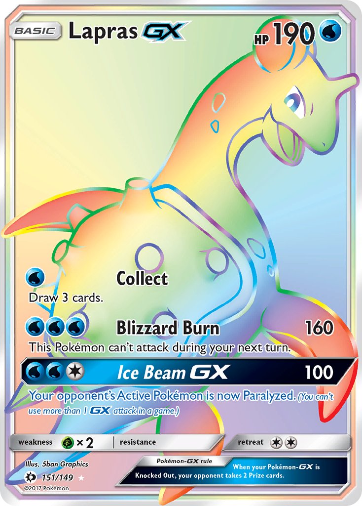 Lapras GX (Secret) - 151/149 (SM01) Secret Rare - Near Mint Holofoil