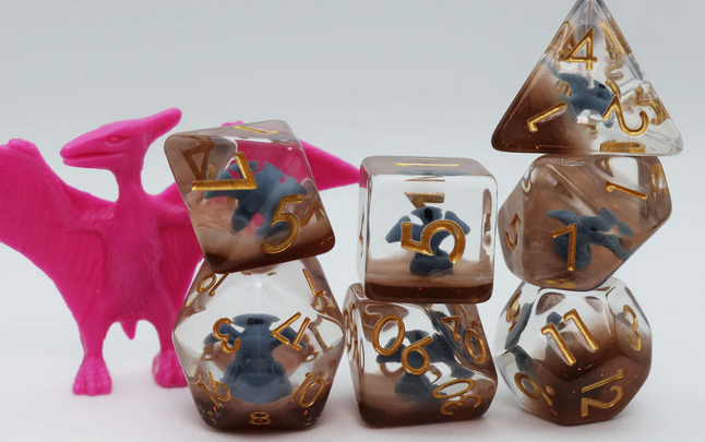 Blue Pterodactyl RPG Dice Set