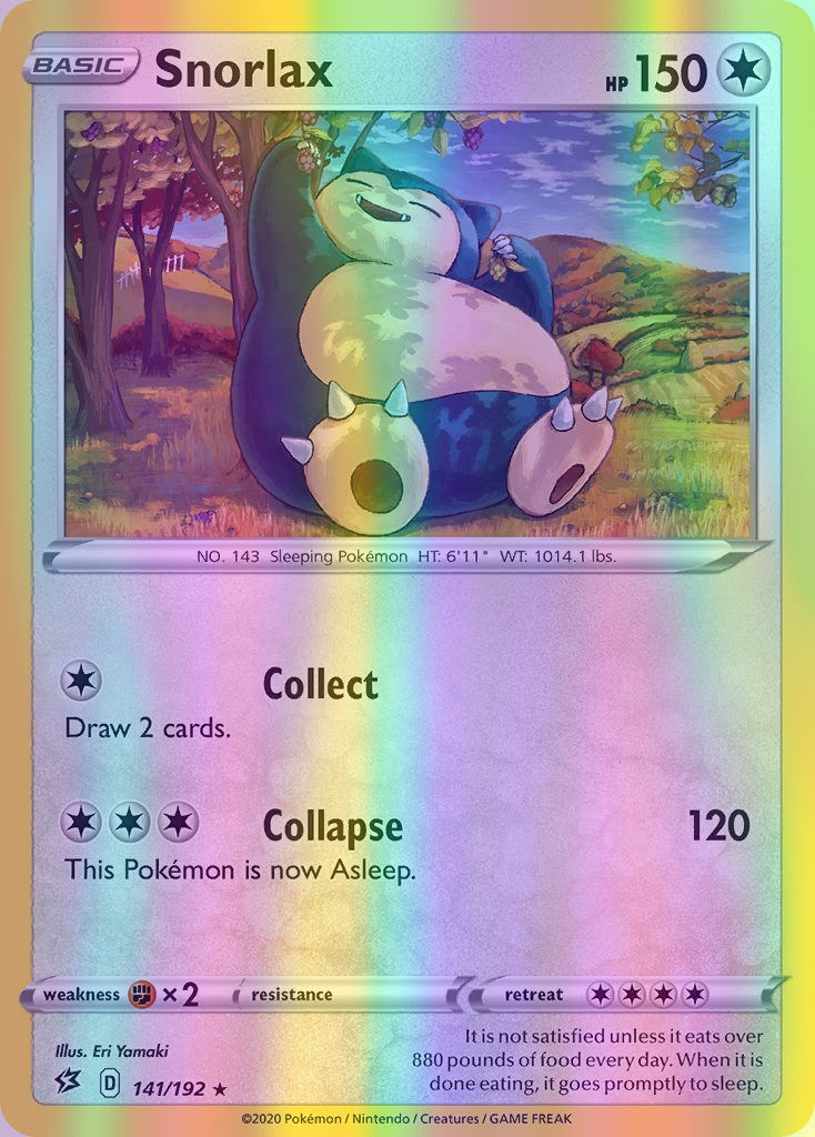Snorlax - 141/192 (SWSH02) Rare - Near Mint Reverse Holofoil