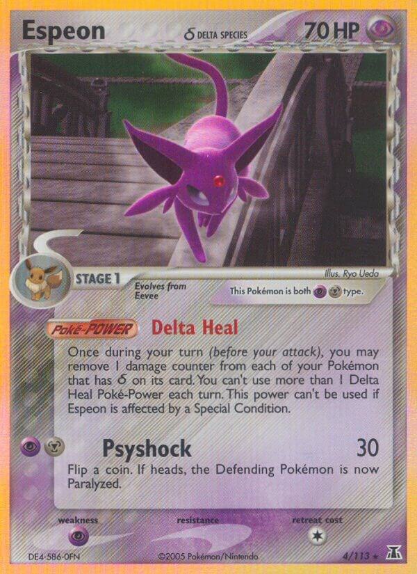 Espeon (Delta Species) - 4/113 (DS) Holo Rare - Heavy Play