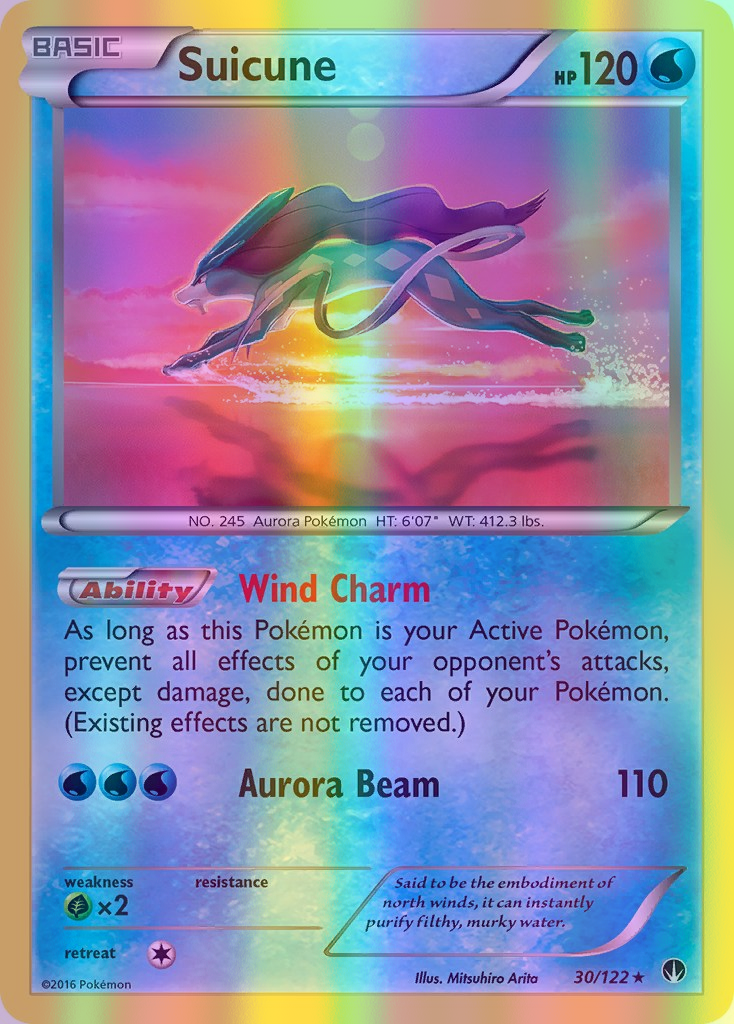 Suicune - 030/122 (BKP) Holo Rare - Near Mint Reverse Holofoil