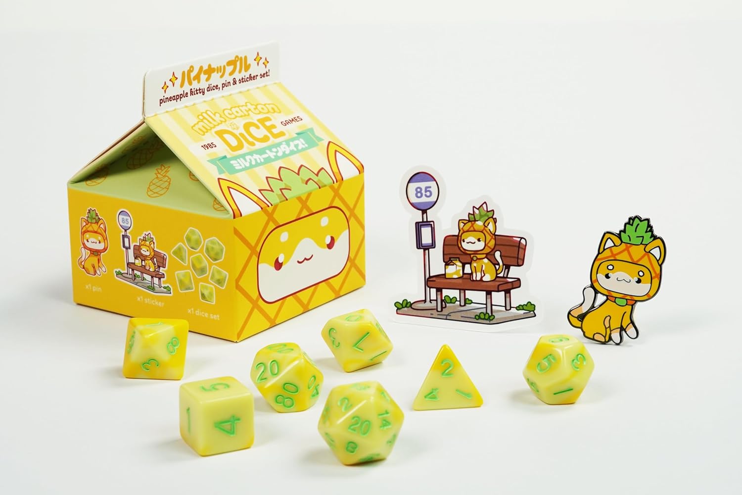Milk Carton Kawaii Cat Dice: Fruit Meadows -