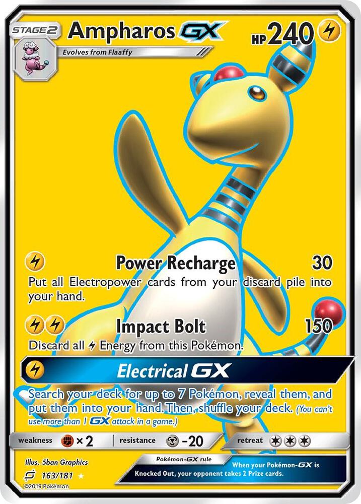 Ampharos GX (Full Art) - 163/181 (SM9) Ultra Rare - Damaged Holofoil