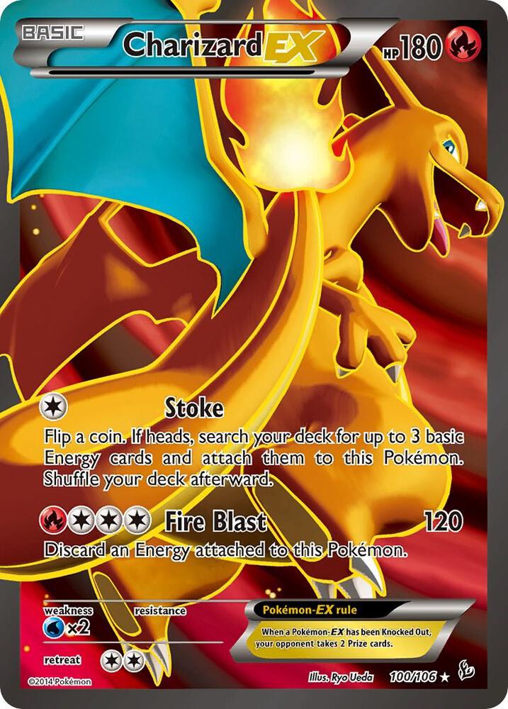 Charizard EX (Full Art) - 100/106 (FLF) Ultra Rare - Heavy Play Holofoil