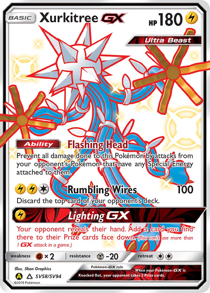 Xurkitree GX - SV58/SV94 (HIF:SV) Shiny Holo Rare - Near Mint Holofoil
