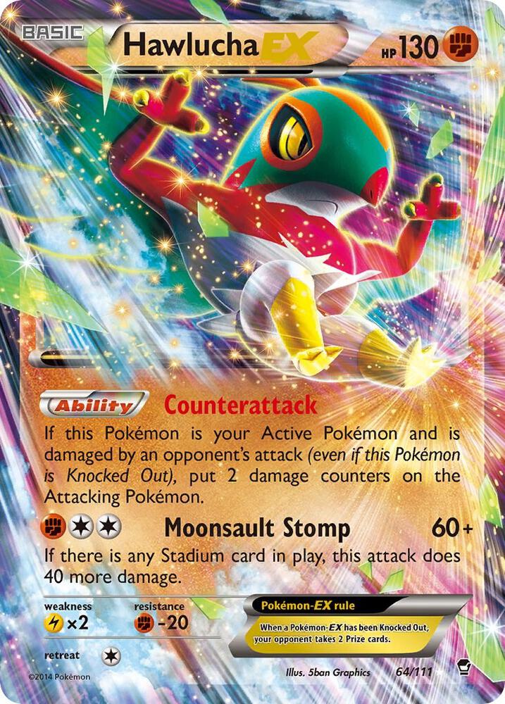 Hawlucha EX - 064/111 (FFI) Ultra Rare - Moderate Play Holofoil