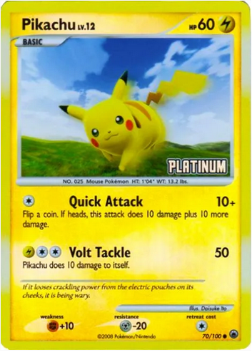 Pikachu (70/100) Platinum Heavy Play