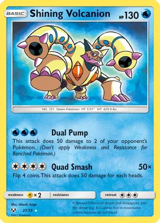 Shining Volcanion - 27/73 (SHL) Shiny Holo Rare - Near Mint Holofoil