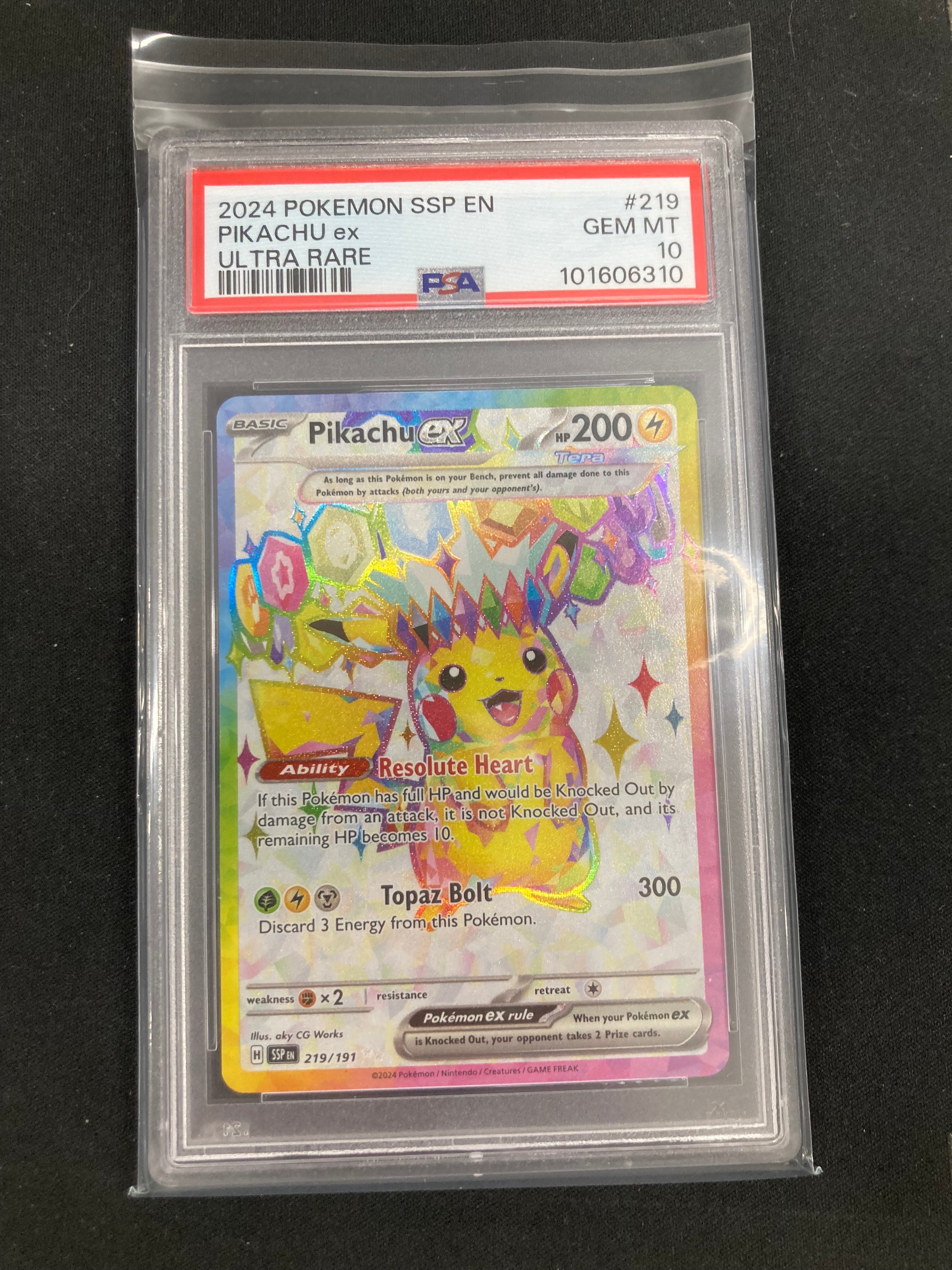 Pikachu ex - 219/191 (SSP) Ultra Rare - Near Mint Holofoil (Graded - PSA 10)
