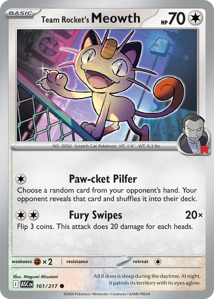 Team Rocket's Meowth - 161/217 (ASC) Common