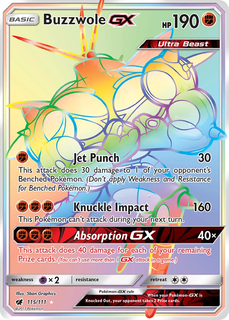 Buzzwole GX - 115/111 (CIN) Secret Rare - Near Mint Holofoil